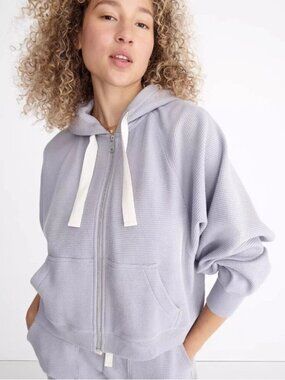 Madewell MWL Textured Waffle Hooded Zip-Up Lavender Jacket xl